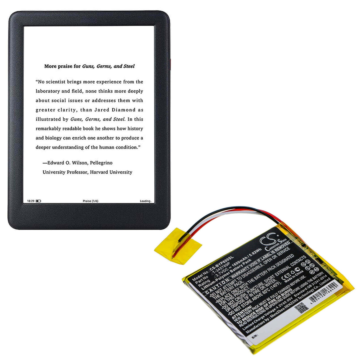 Battery For Boyue, P6 3.7v, 1600mah - 5.92wh E-book, E-reader Cameron Sino Technology Limited   