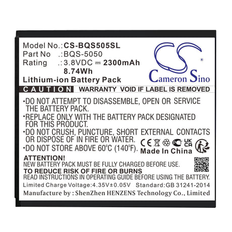 Battery For Bq Bqs-5050 3.8v, 2300mah - 8.74wh Mobile, SmartPhone Cameron Sino Technology Limited   