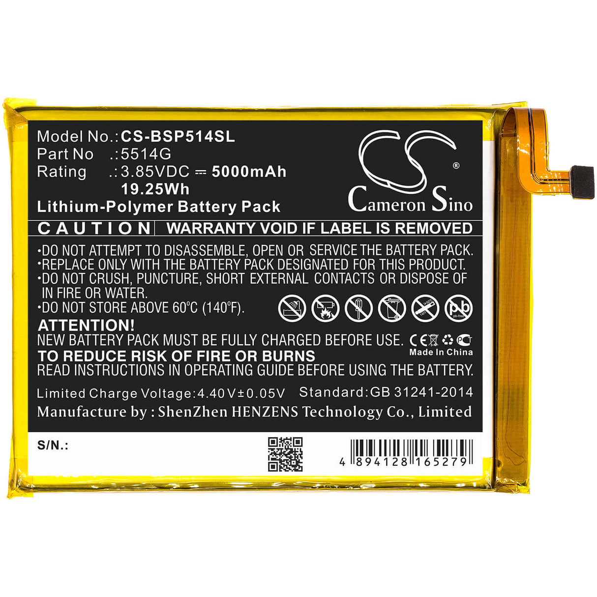 Battery For Bq, Strike Power 3.85v, 5000mah - 19.25wh Mobile, SmartPhone Cameron Sino Technology Limited   