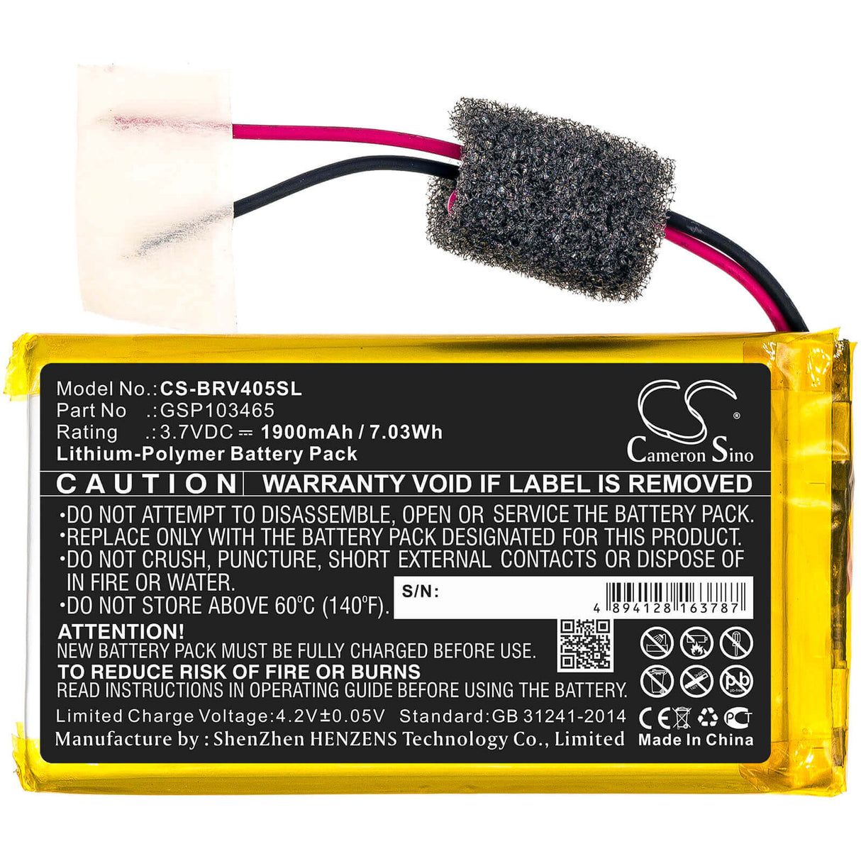 Battery For Braven, 405 3.7v, 1900mah - 7.03wh Speaker Cameron Sino Technology Limited   