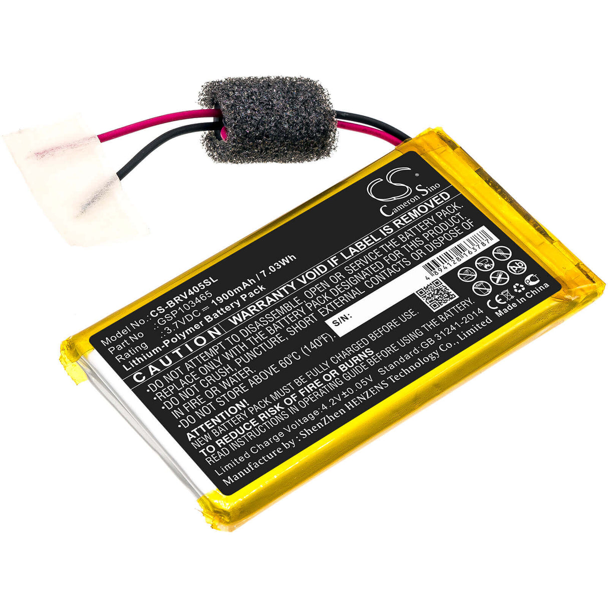 Battery For Braven, 405 3.7v, 1900mah - 7.03wh Speaker Cameron Sino Technology Limited   