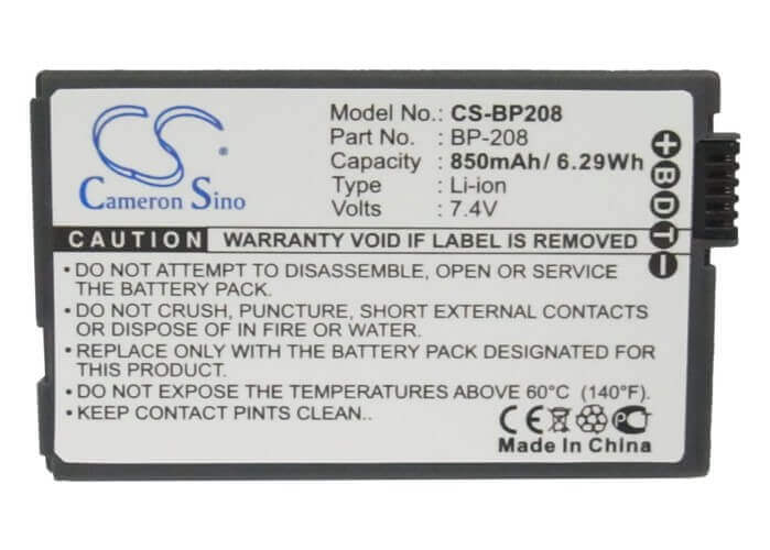 Battery For Canon Dc10, Dc100, Dc20, Dc201, 7.4v, 850mah - 6.29wh Camera Cameron Sino Technology Limited   