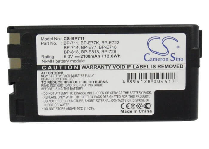 Battery For Canon E06, E07, E08, E09, 6v, 2100mah - 12.60wh Camera Cameron Sino Technology Limited   