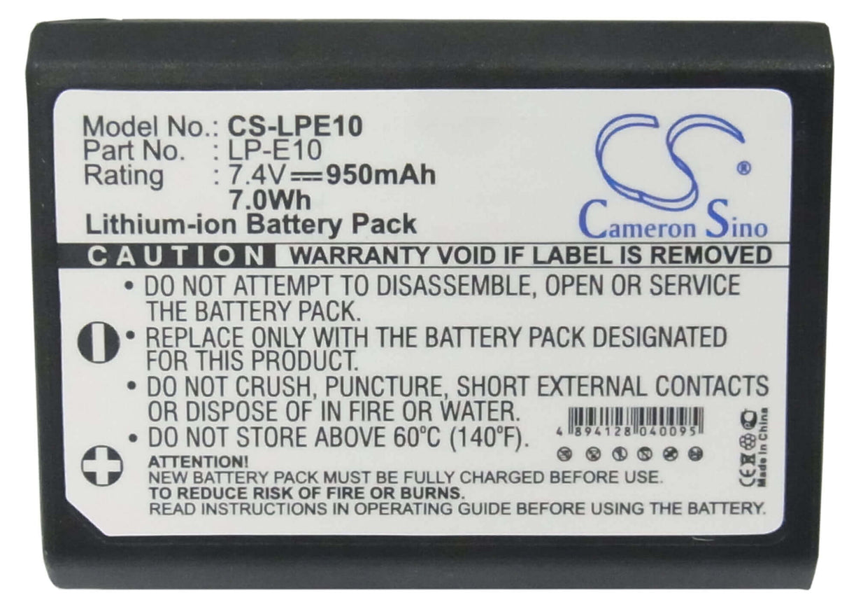 Battery For Canon Eos 1100d, Eos 1200d, 7.4v, 950mah - 7.03wh Camera Cameron Sino Technology Limited   