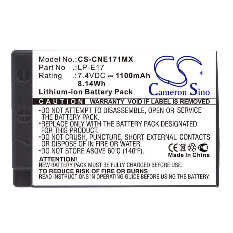 Battery For Canon, Eos 200d, Eos 750d, Eos 760d 7.4v, 1100mah - 8.14wh Camera Cameron Sino Technology Limited (Suspended)   