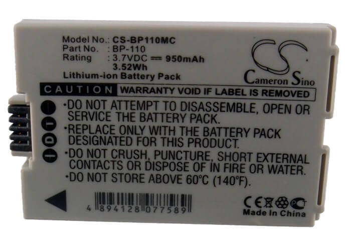 Battery For Canon Legria Hf R206, Legria 3.7v, 950mah - 3.52wh Camera Cameron Sino Technology Limited   