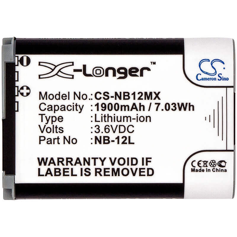 Battery For Canon Legria Mini X, Powershot 3.6v, 1900mah - 6.84wh Camera Cameron Sino Technology Limited   