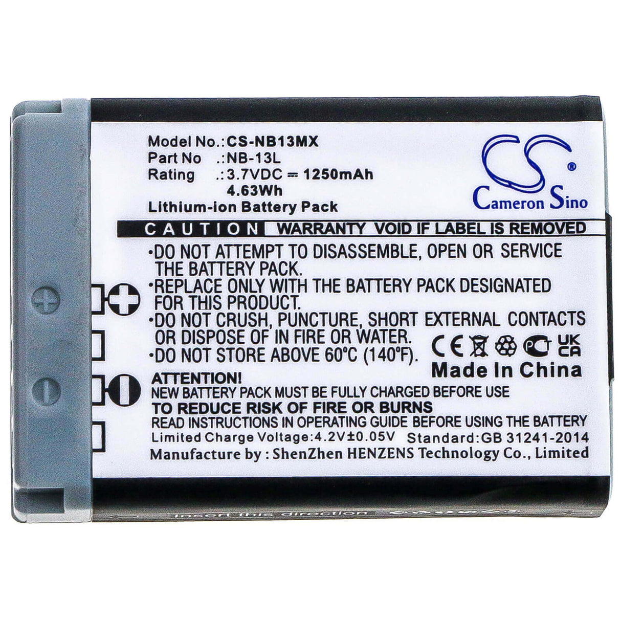 Battery For Canon, Powershot G5x, Powershot G5x M2 3.7v, 1250mah - 4.63wh Camera Cameron Sino Technology Limited   