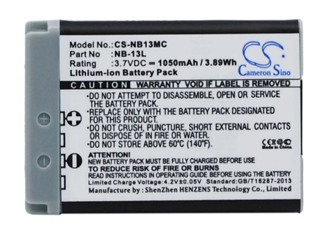 Battery For Canon Powershot G7x 3.7v, 1050mah - 3.89wh Camera Cameron Sino Technology Limited   