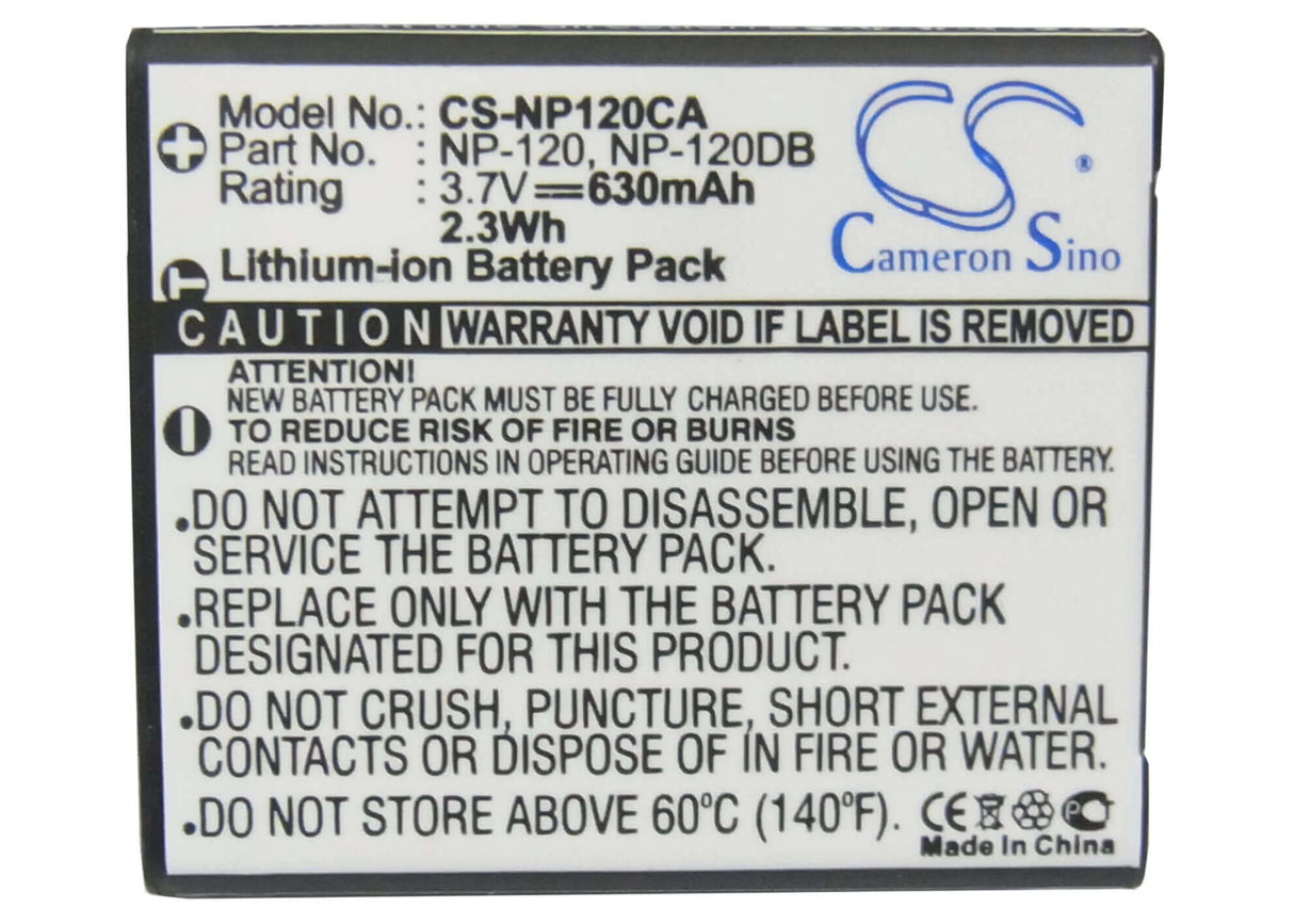 Battery For Casio Exilim Ex-ex-s200bk, Exilim Ex-s200, 3.7v, 630mah - 2.33wh Camera Cameron Sino Technology Limited   