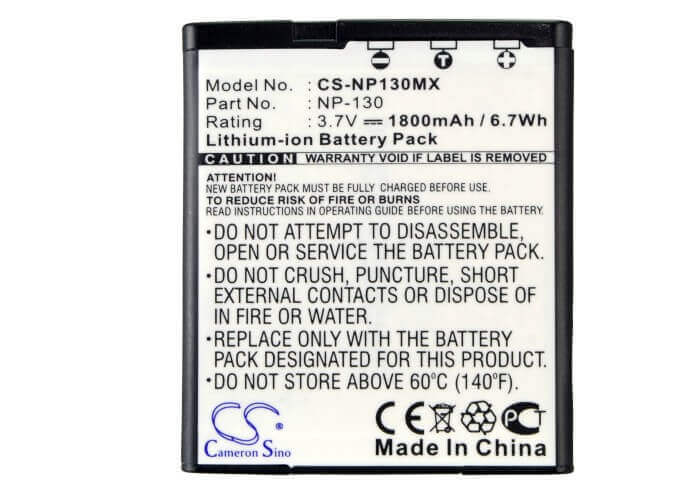 Battery For Casio Exilim Ex-fc300s, Exilim Ex-h30, 3.7v, 1800mah - 6.66wh Camera Cameron Sino Technology Limited   