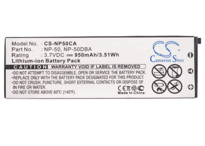 Battery For Casio Exilim Ex-v7, Exilim Ex-v7sr, 3.7v, 950mah - 3.52wh Camera Cameron Sino Technology Limited   