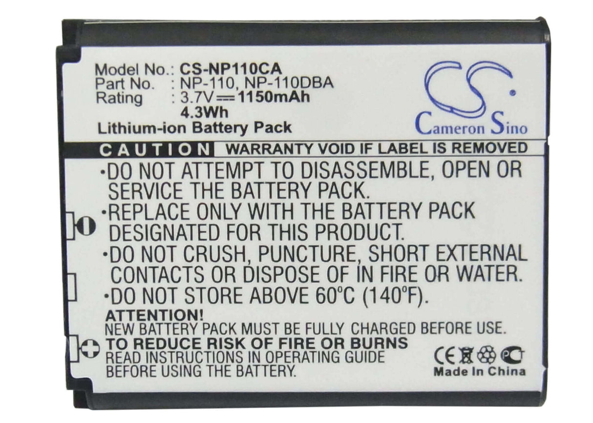 Battery For Casio Exilim Ex-z200, Exilim Ex-z2000, 3.7v, 1150mah - 4.26wh Camera Cameron Sino Technology Limited   