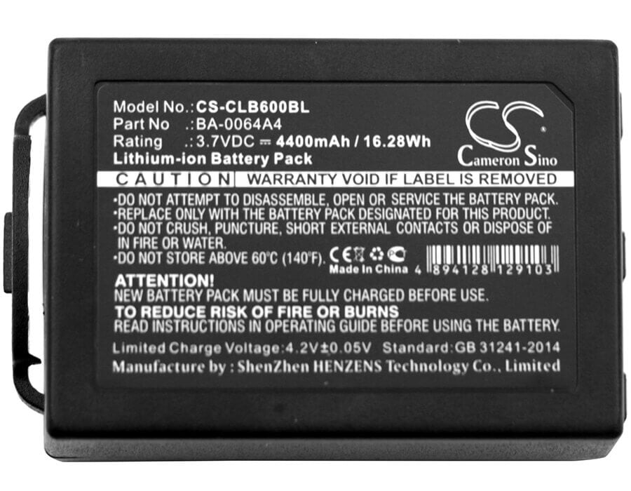 Battery For Cipherlab, Cp60, Cp60g 3.7v, 4400mah - 16.28wh Barcode Scanner Cameron Sino Technology Limited   