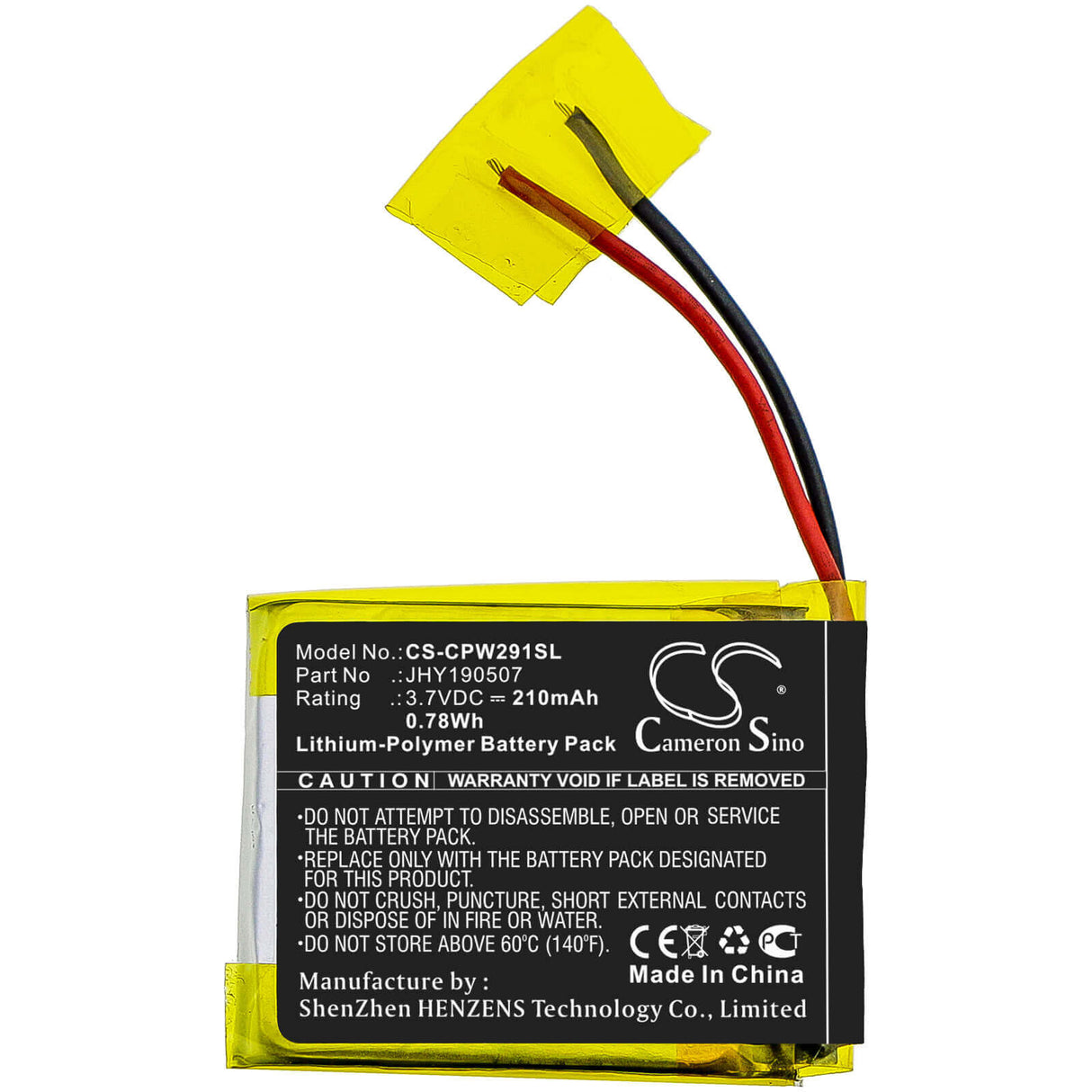 Battery For Compustar, 2w901r-ss 3.7v, 210mah - 0.96wh Remote Start and Entry Systems Cameron Sino Technology Limited   