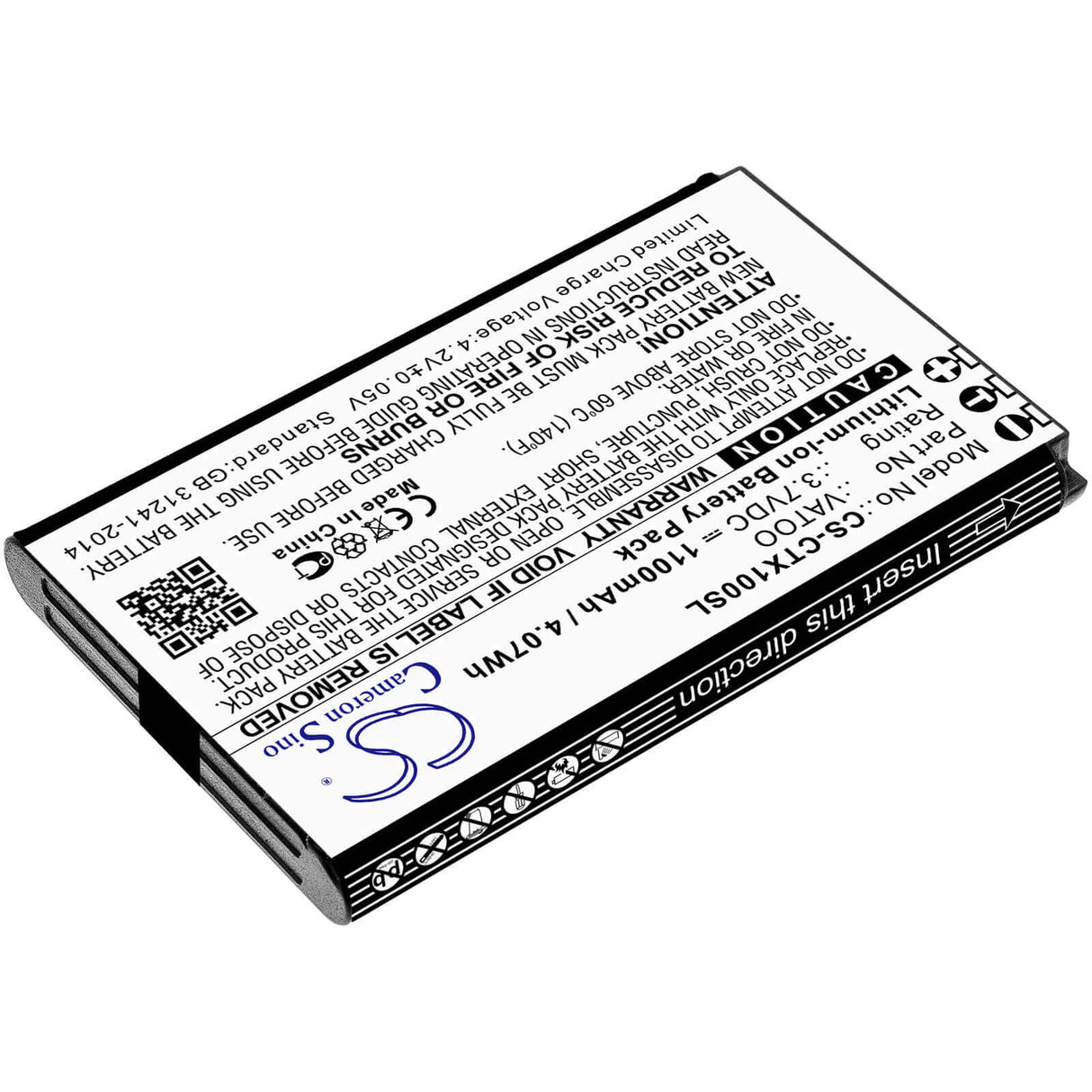 Battery For Contacta, Rf-rx1, Rf-trx, Rf-tx1 3.7v, 1100mah - 4.07wh Batteries for Electronics Cameron Sino Technology Limited   