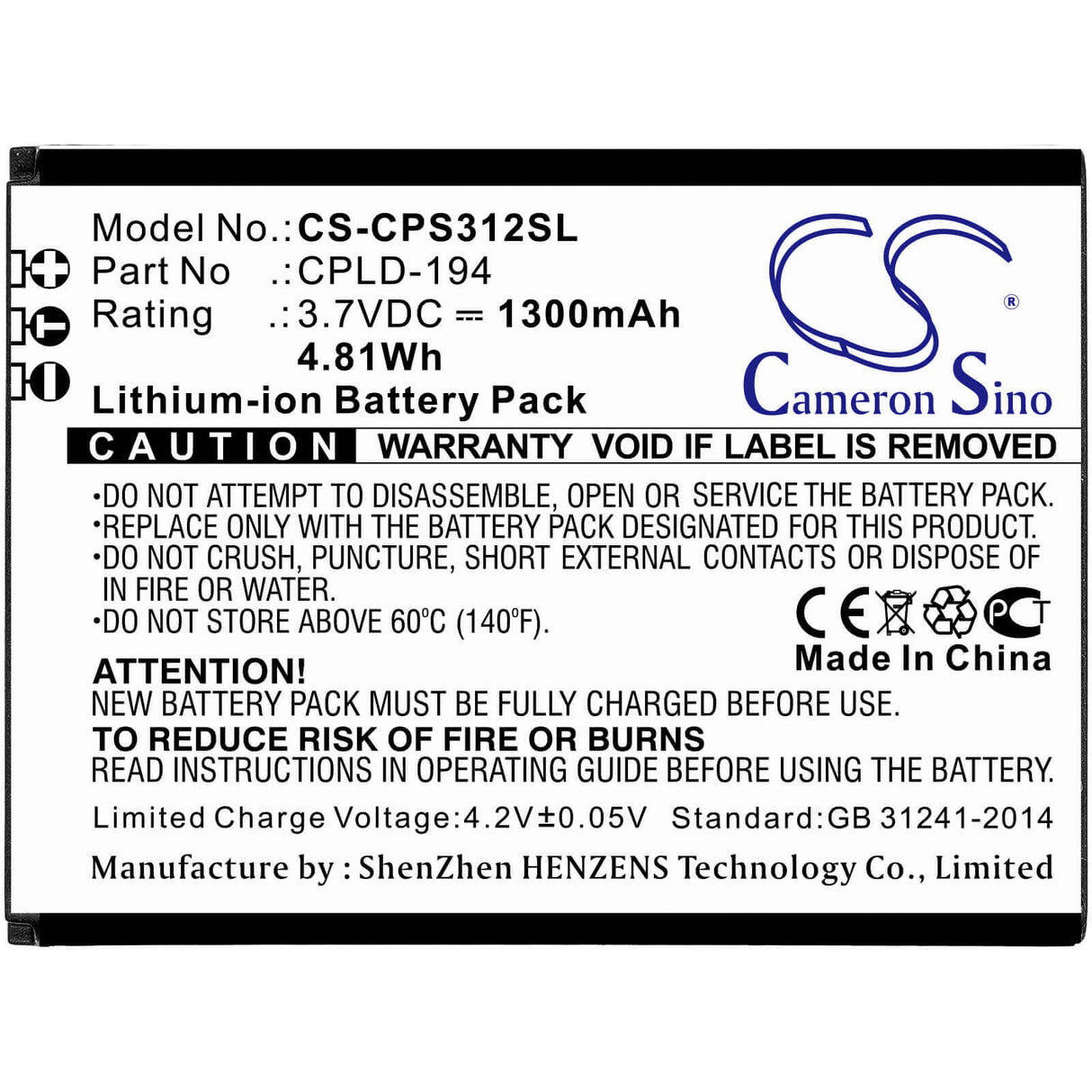 Flip-phone battery For Coolpad, 3312a, Snap 3.7v, 1300mah - 4.81wh Mobile, SmartPhone Cameron Sino Technology Limited   