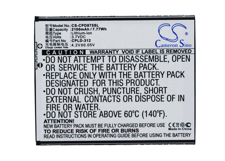 Battery For Coolpad 5910, 5950, 8750 3.7v, 2100mah - 7.77wh Mobile, SmartPhone Cameron Sino Technology Limited   