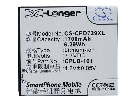 Battery For Coolpad 7290 3.7v, 1700mah - 6.29wh Mobile, SmartPhone Cameron Sino Technology Limited   