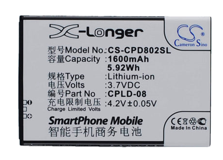 Battery For Coolpad 8020 3.7v, 1600mah - 5.92wh Mobile, SmartPhone Cameron Sino Technology Limited   