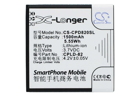 Battery For Coolpad 8026 3.7v, 1500mah - 5.55wh Mobile, SmartPhone Cameron Sino Technology Limited   