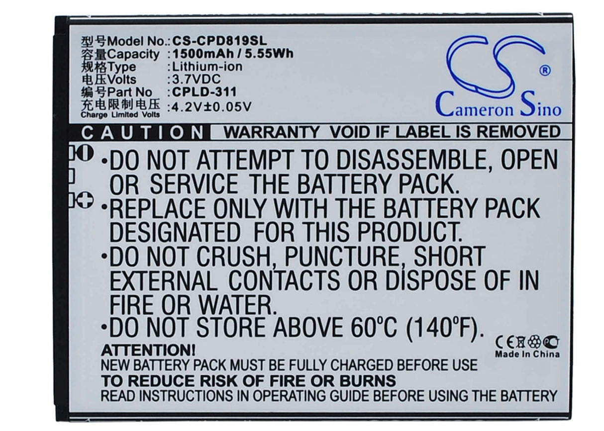 Battery For Coolpad 8198t, 7295c 3.7v, 1500mah - 5.55wh Mobile, SmartPhone Cameron Sino Technology Limited   