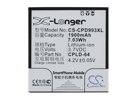 Battery For Coolpad 9930, W702 3.7v, 1900mah - 7.03wh Mobile, SmartPhone Cameron Sino Technology Limited   