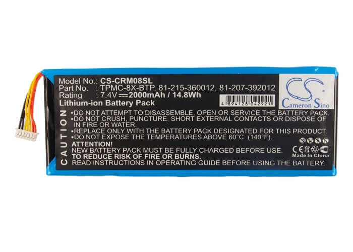 Battery For Crestron Tpmc-8x, Tpmc-8x Wifi, 6502269 7.4v, 2000mah - 14.80wh Remote Control Cameron Sino Technology Limited   