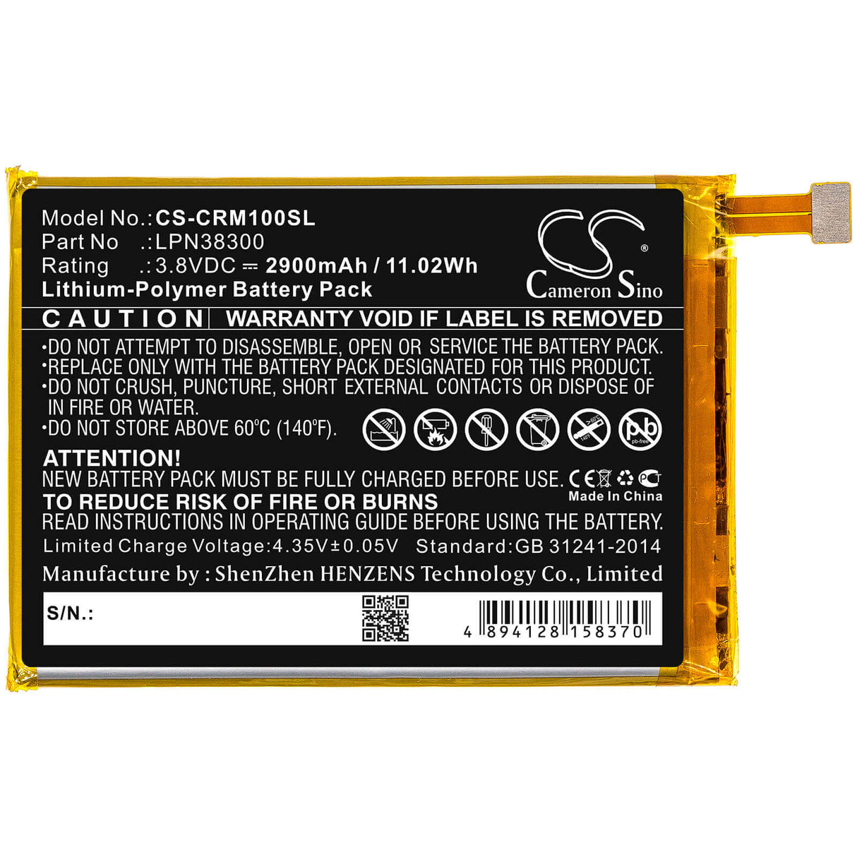 Battery For Crosscall, Trekker M1 3.8v, 2900mah - 11.02wh Batteries for Electronics Cameron Sino Technology Limited   