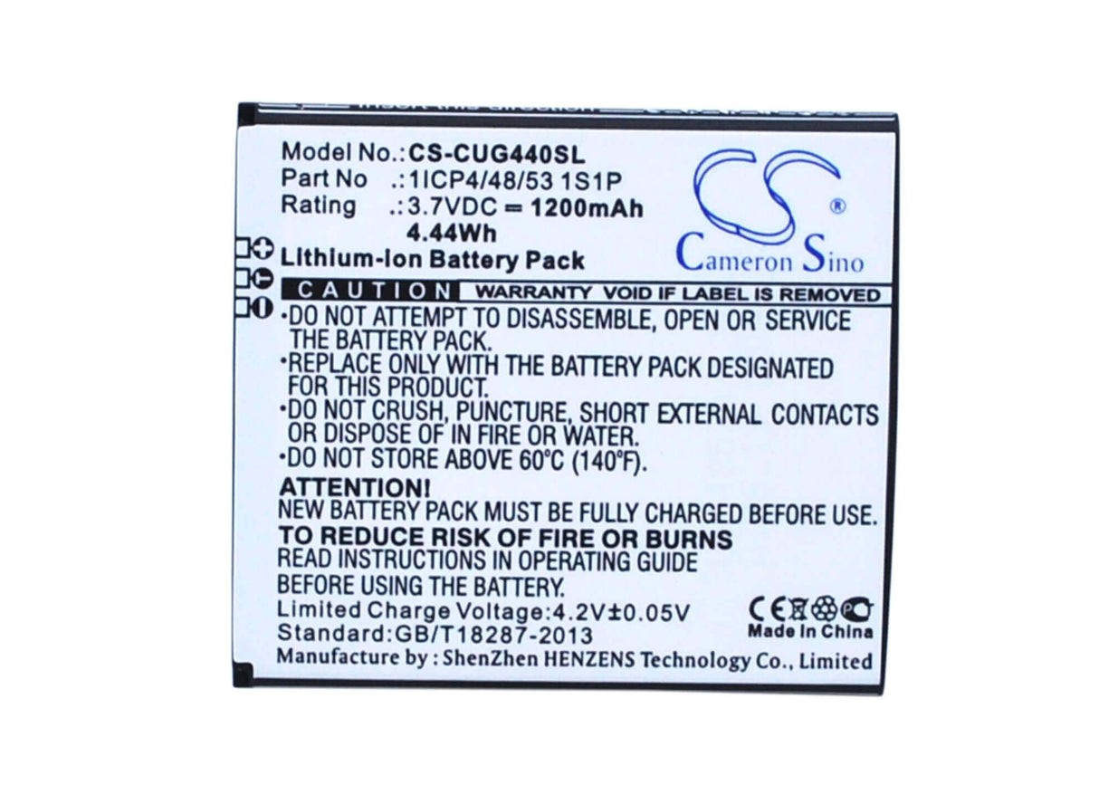 Battery For Cube1 G44, G44s 3.7v, 1200mah - 4.44wh Mobile, SmartPhone Cameron Sino Technology Limited   