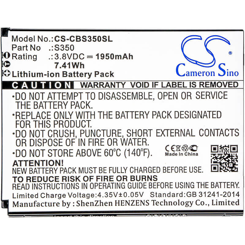 Battery For Cubot, S350 3.7v, 2100mah - 7.77wh Mobile, SmartPhone Cameron Sino Technology Limited   