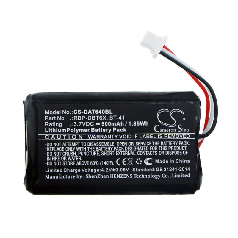 Battery For Datalogic, Rbp-6400, Rida Dbt6400 3.7v, 500mah - 1.85wh Barcode Scanner Cameron Sino Technology Limited   