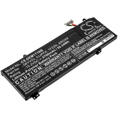 Battery For Dell, Alienware 2018 Orion M15, Alienware Alw15m-d1735r, Alienware Alw15m-r1725s 15.2v, 3700mah - 56.24wh Batteries for Electronics Cameron Sino Technology Limited   