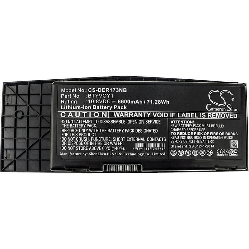 Battery For Dell, Alienware M17x R3, Alienware M17x R3-3d, Alienware M17x R4 10.8v, 6600mah - 71.28wh Batteries for Electronics Cameron Sino Technology Limited   