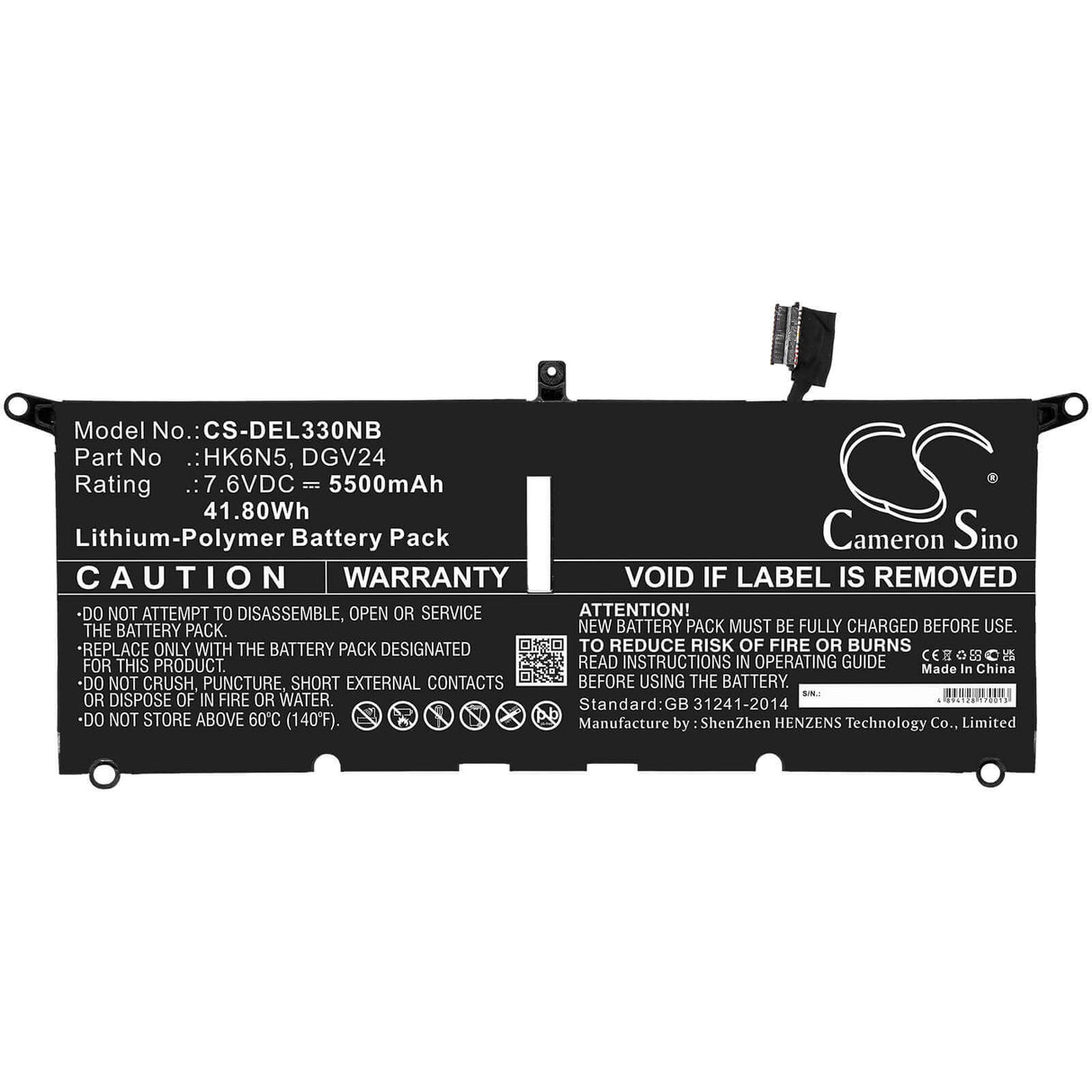 Battery For Dell, Inspiron 13 5000 5390, Inspiron 13 5390, Inspiron 13-5390-d1305l 7.6v, 5500mah - 41.80wh Batteries for Electronics Cameron Sino Technology Limited   