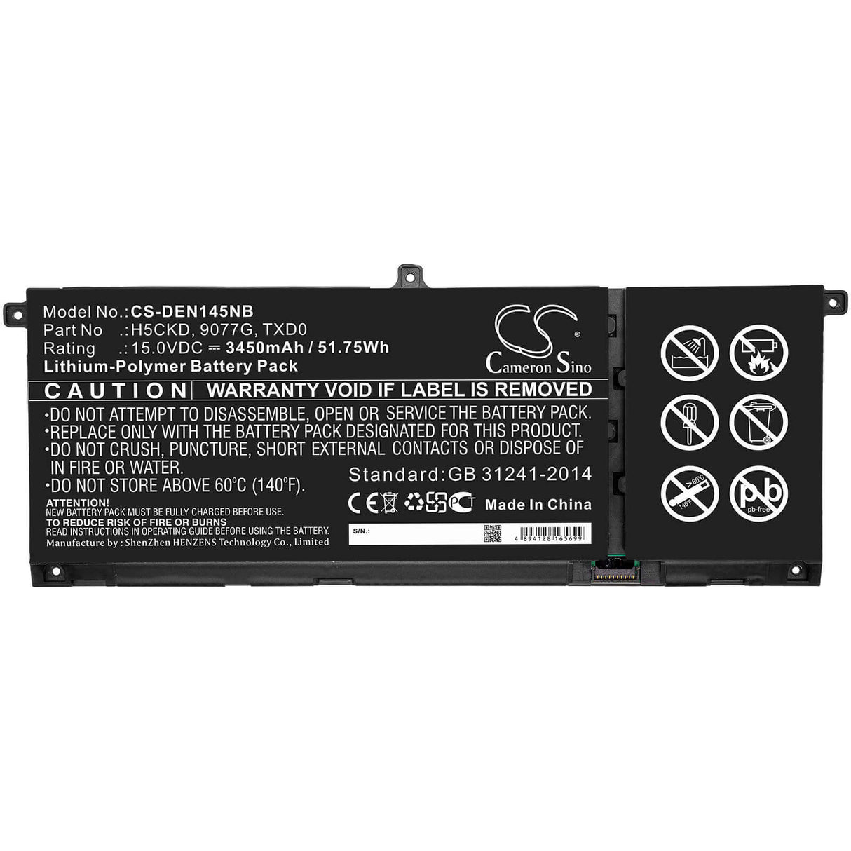 Battery For Dell, Inspiron 13 7306 2-in-1, Inspiron 14 5401, Inspiron 15 5501 15v, 3450mah - 51.75wh Batteries for Electronics Cameron Sino Technology Limited   