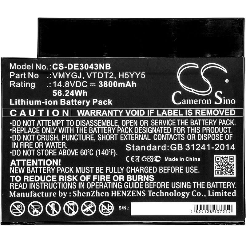 Battery For Dell, Inspiron 3043, Inspiron Aio 20-3043, Inspiron I3052 4621 14.8v, 3800mah - 56.24wh Batteries for Electronics Cameron Sino Technology Limited   