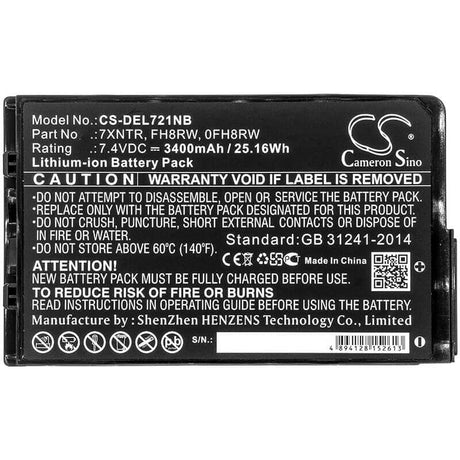 Battery For Dell, Latitude 12 7202, Latitude 7202, Latitude 7202 Rugged Tablet 7.4v, 3400mah - 25.16wh Batteries for Electronics Cameron Sino Technology Limited   