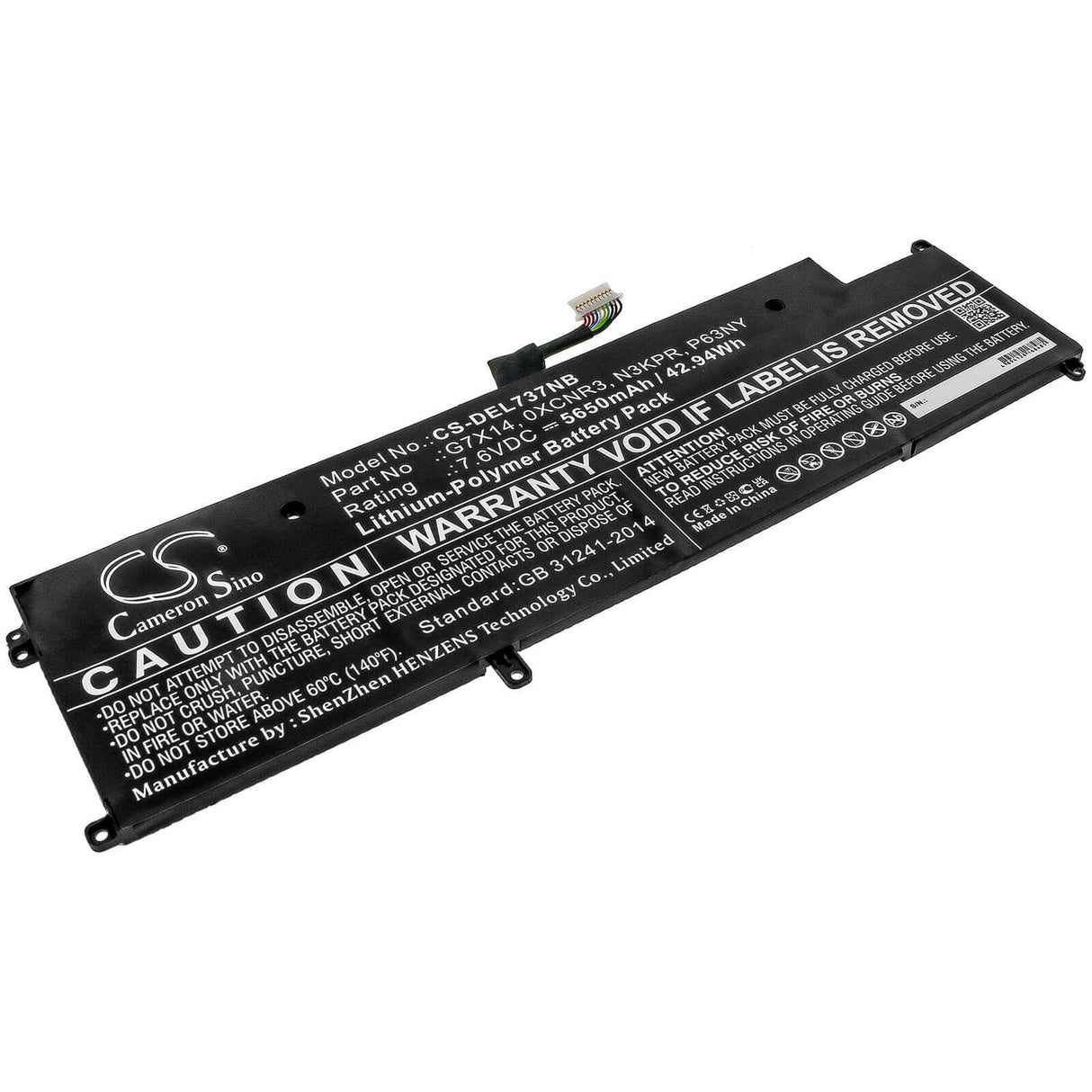 Battery For Dell, Latitude 13 7370, Latitude 7370, Latitude E7370 7.6v, 5650mah - 42.94wh Notebook, Laptop Cameron Sino Technology Limited   