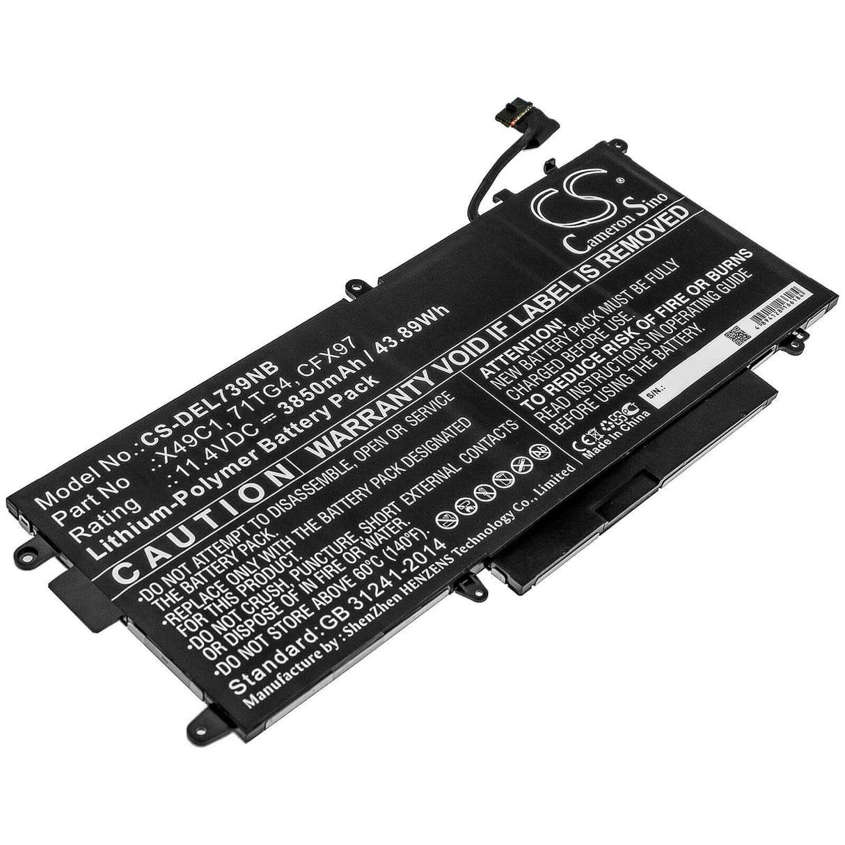 Battery For Dell, Latitude 5289 2-in-1, Latitude 7390 2-in-1 11.4v, 3850mah - 43.89wh Batteries for Electronics Cameron Sino Technology Limited   