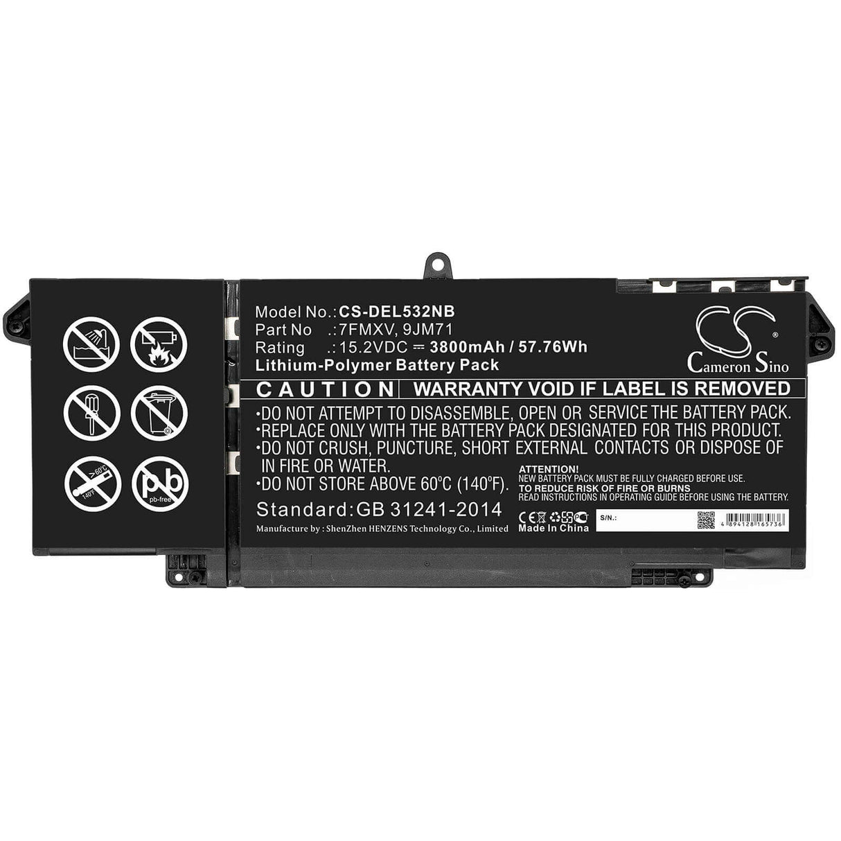 Battery For Dell, Latitude 5320, Latitude 7320, Latitude 7420 15.2v, 3800mah - 57.76wh Batteries for Electronics Cameron Sino Technology Limited   