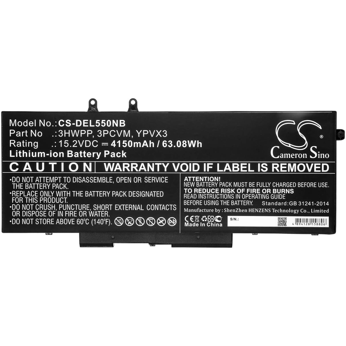 Battery For Dell, Latitude 5401, Latitude 5501 15.2v, 4150mah - 63.08wh Batteries for Electronics Cameron Sino Technology Limited   