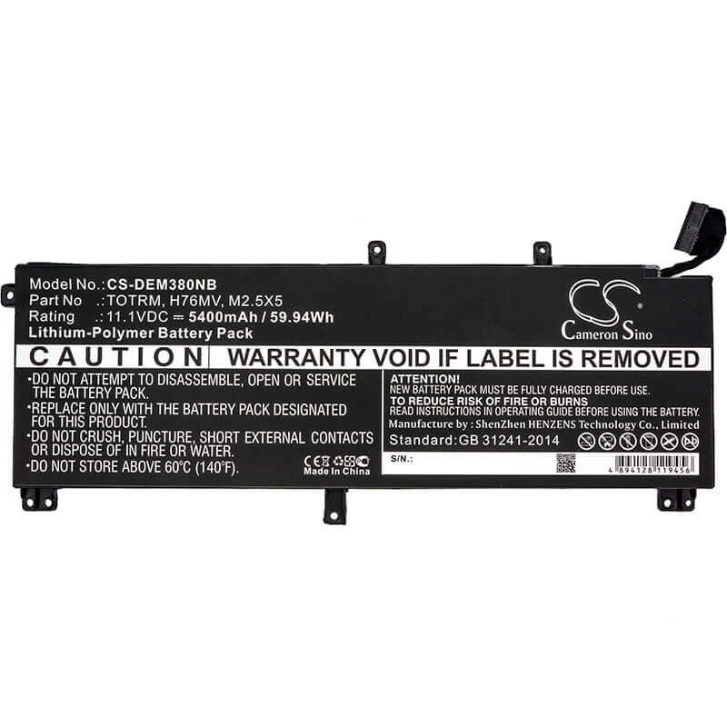 Battery For Dell, Precision M3800, Xps 15 9530 11.1v, 5400mah - 59.94wh Notebook, Laptop Cameron Sino Technology Limited   