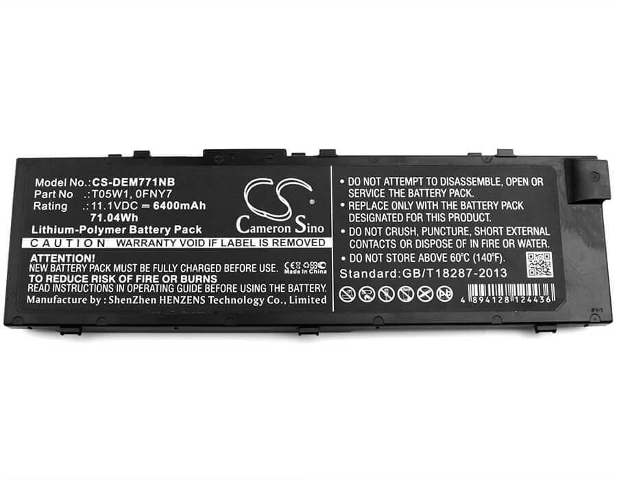 Battery For Dell, Precision M7710 11.1v, 6400mah - 71.04wh Batteries for Electronics Cameron Sino Technology Limited   