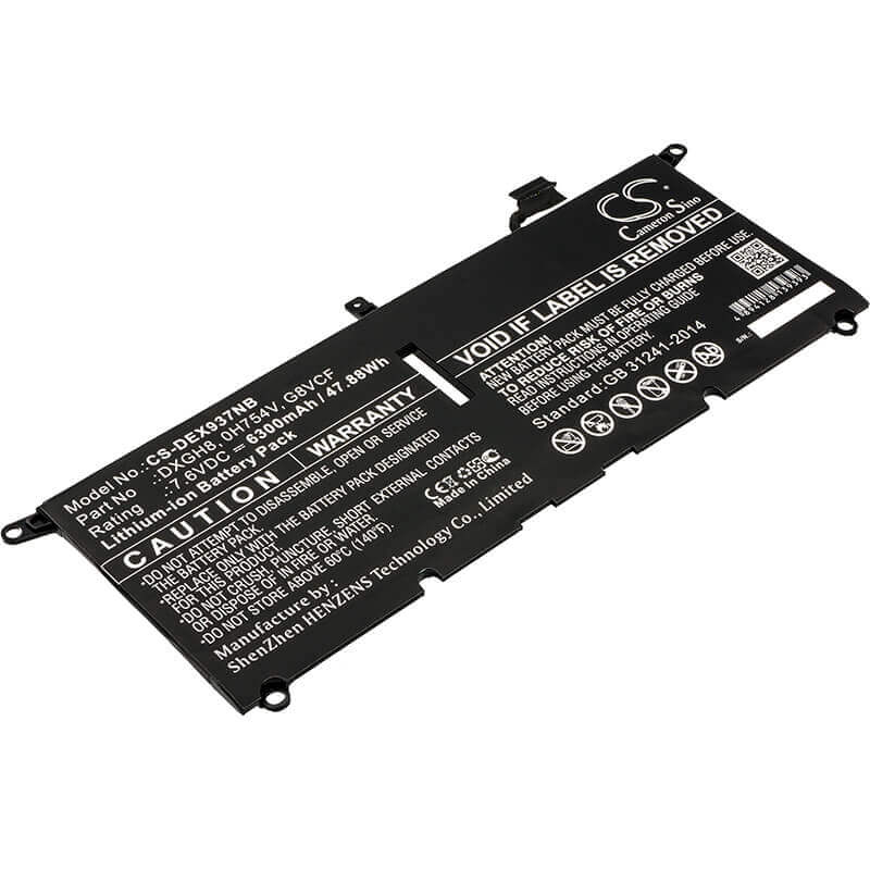 Battery For Dell, Xps 13 2018, Xps 13 9370, Xps 13 9370 Fhd I5 7.6v, 6300mah - 47.88wh Batteries for Electronics Cameron Sino Technology Limited   