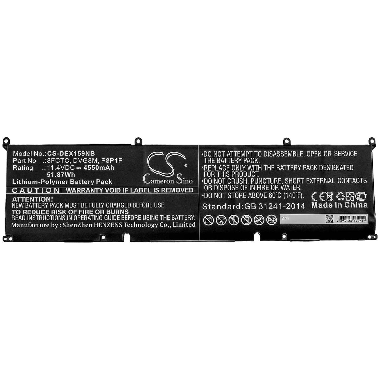 Battery For Dell, Xps 15 9500, Xps 15-9500-r1505s, Xps 15-9500-r1845s 11.4v, 4550mah - 51.87wh Batteries for Electronics Cameron Sino Technology Limited   