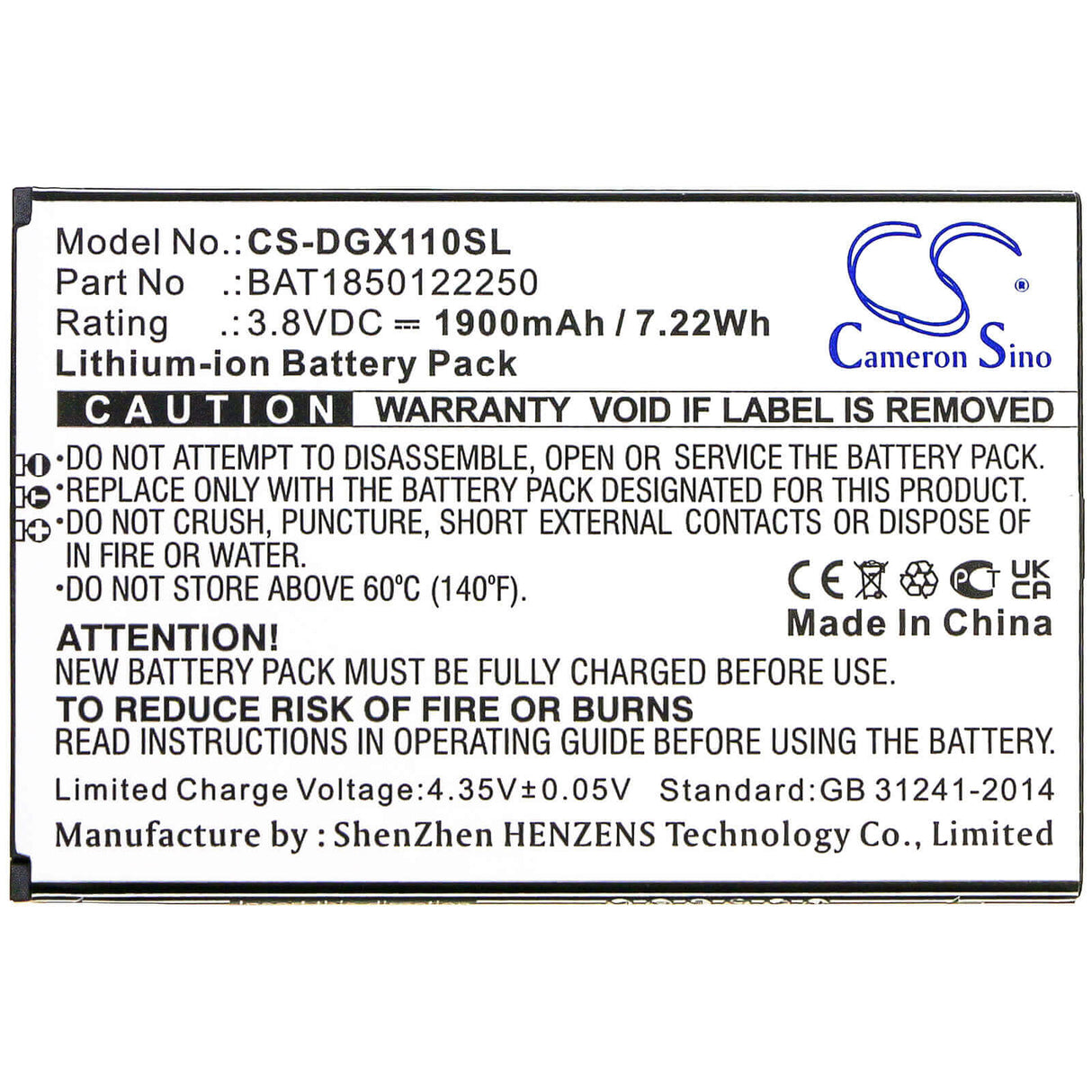 Battery For Doogee, X11 3.8v, 2200mah - 8.36wh Mobile, SmartPhone Cameron Sino Technology Limited   