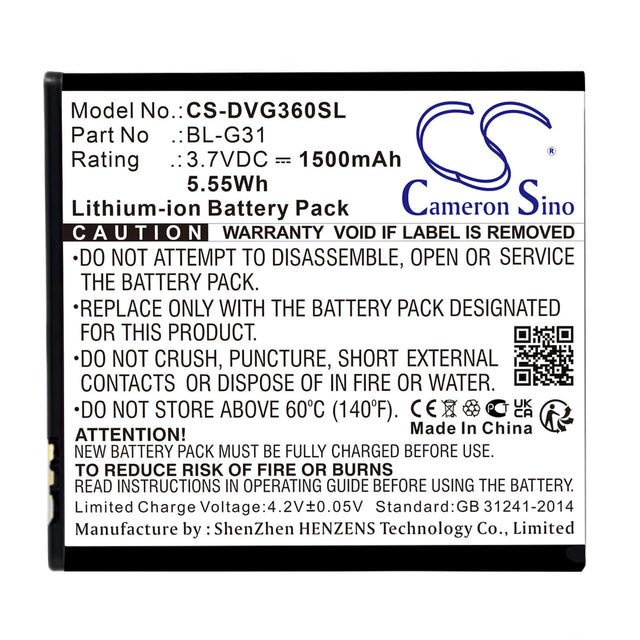 Battery For Doov, D360, D50, D910 3.7v, 1500mah - 5.55wh Batteries for Electronics Cameron Sino Technology Limited   