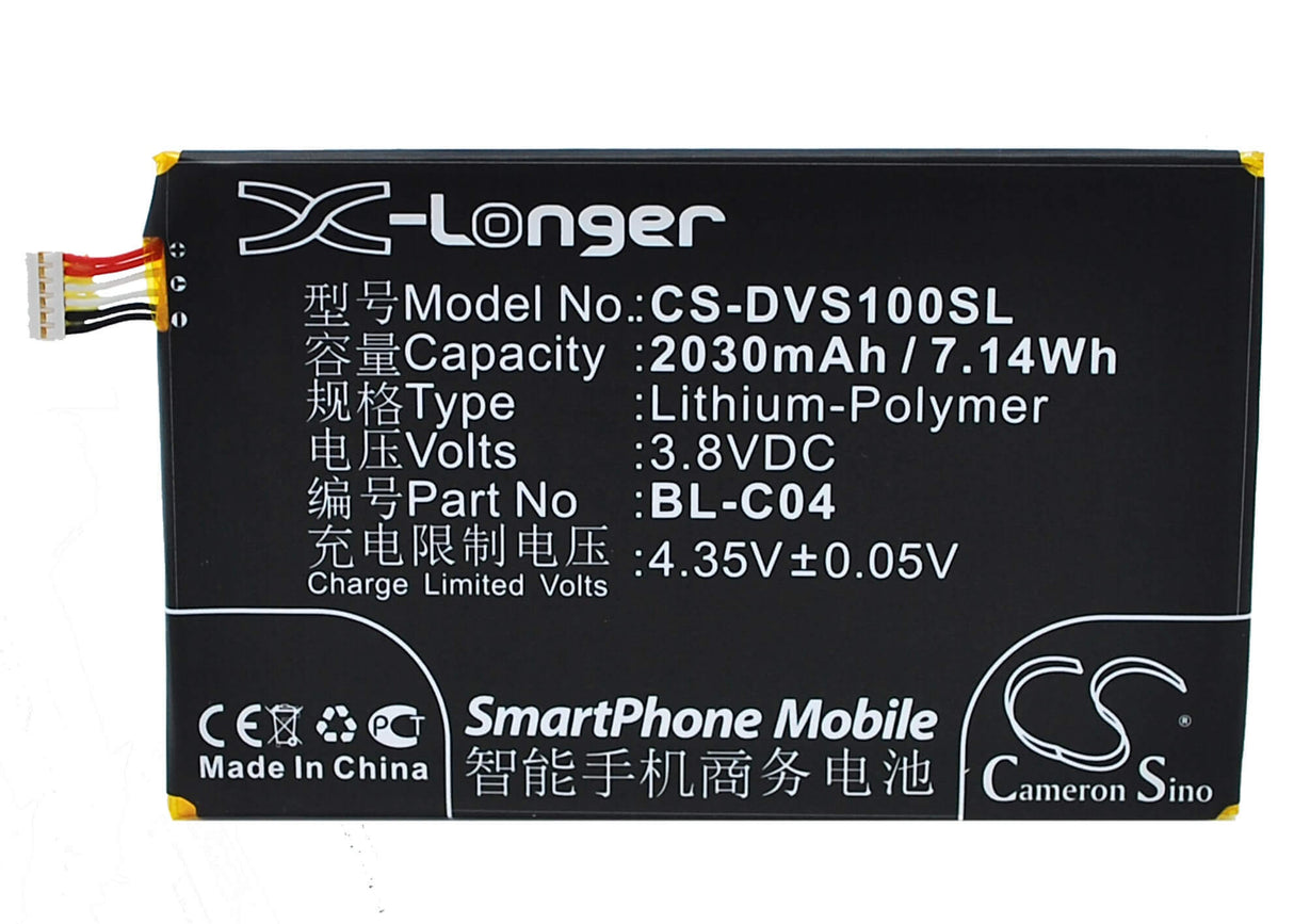 Battery For Doov S2x 3.8v, 2030mah - 7.71wh Mobile, SmartPhone Cameron Sino Technology Limited   