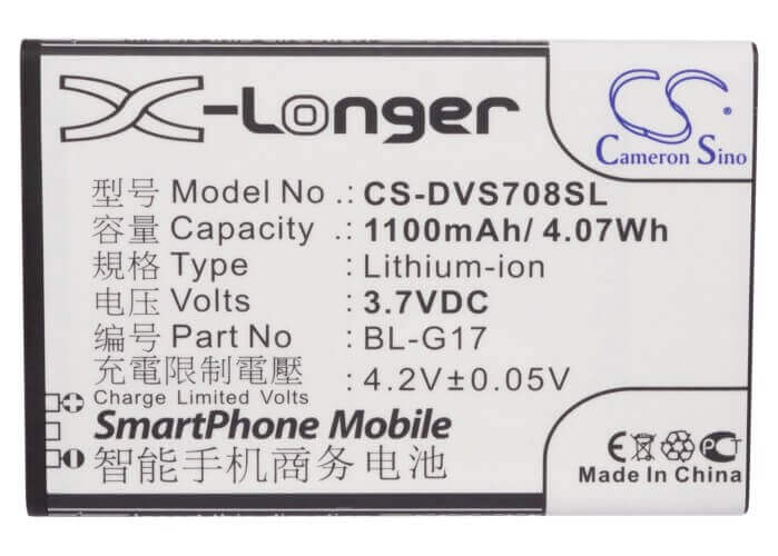 Battery For Doov S708, Ieva D708, S908 3.7v, 1100mah - 4.07wh Mobile, SmartPhone Cameron Sino Technology Limited   